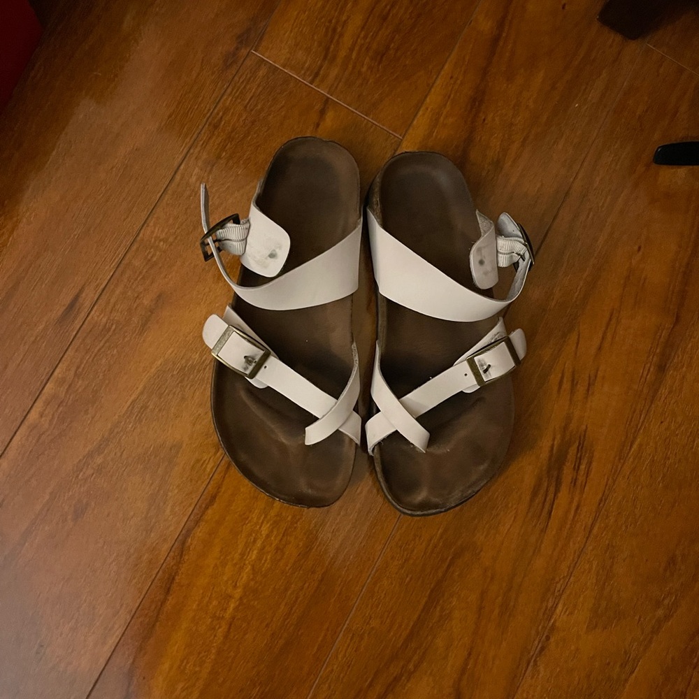 White Criss Cross Footbed Sandals